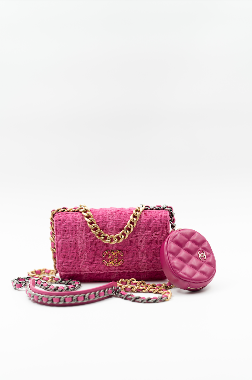 Chanel 19 WOC and coin purse in fuchsia